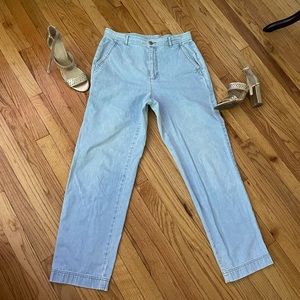 Vintage Aged Denim High Waist Mom Baggy Pinstripe Tomboy Boyfriend Edgy culottes